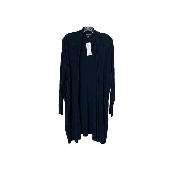 Eileen Fisher Navy Blue Ribbed Knit Shawl Collar Long Cardigan NWT Size Large - Picture 5 of 5